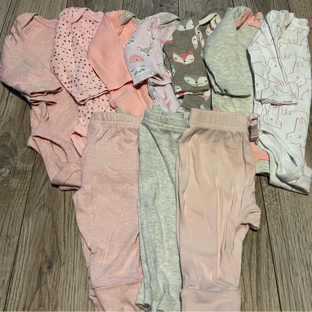 Lot of Baby Girl 3-6 Months Long Sleeve Onesies and Pants